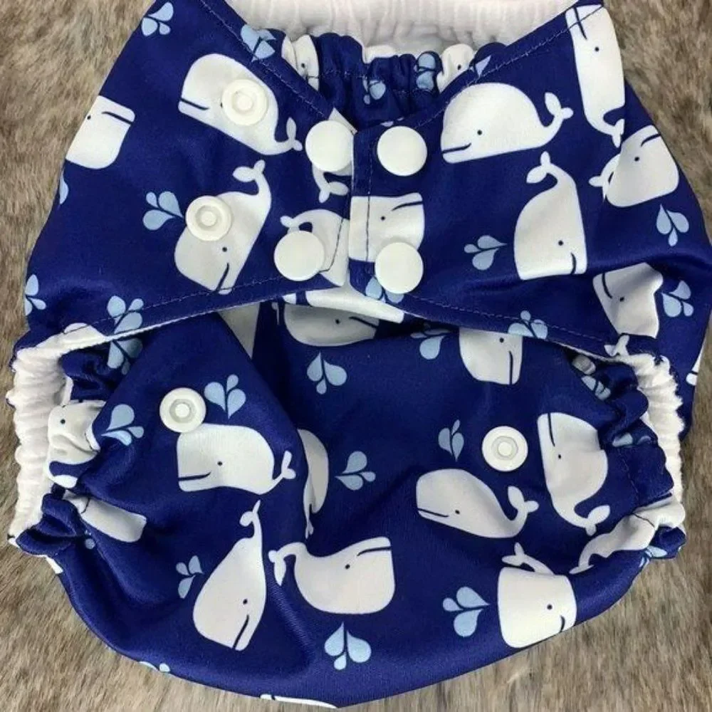 Bee Changed Girls‎ Boys Blue Whale Adjustable Snap Diaper Adjustable